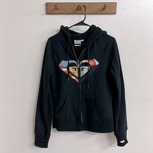 Roxy Women’s Black Zip Up Hoodie Size Medium